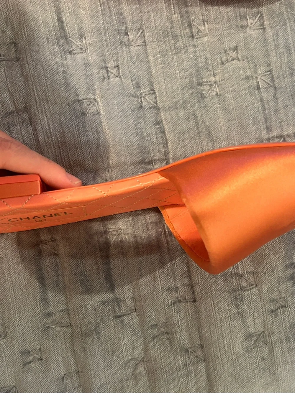 CHANEL Coral Pink Slide Sandal with Gold CC Accent